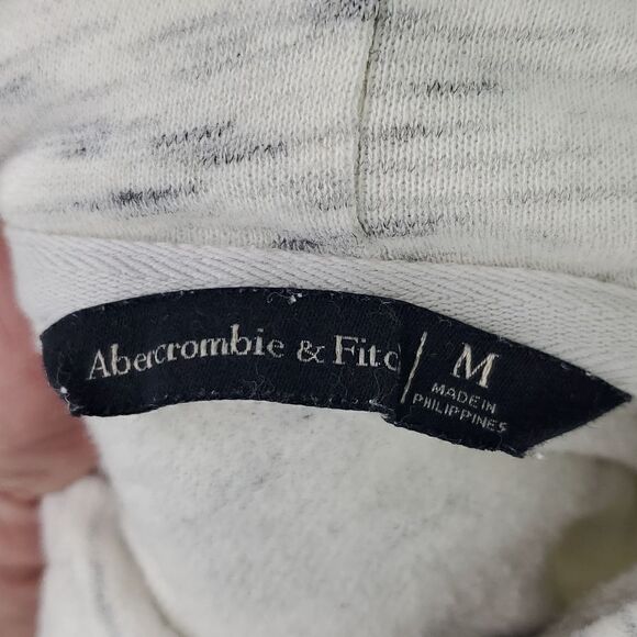Abercrombie & Fitch Womens Crop Hoodie Sweatshirt Gray Space Dye Drawstring Med - Picture 12 of 17